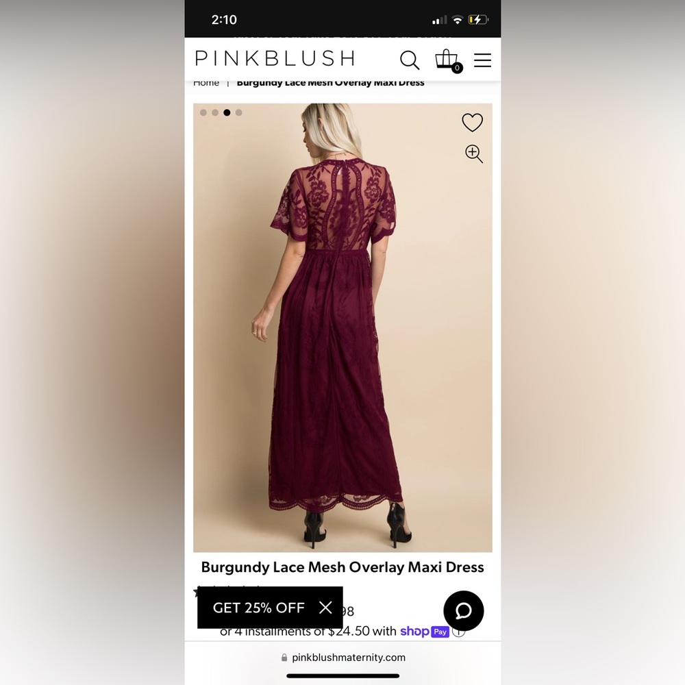 Pinkblush burgundy lace maxi dress size S